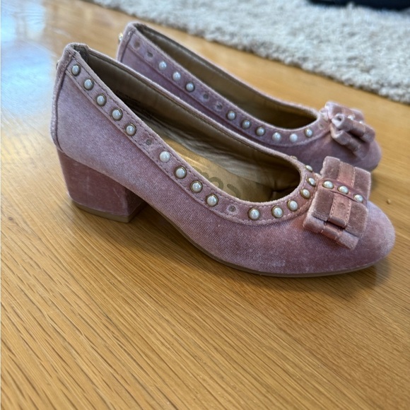 Sam Edelman Mauve Velvet Flats with Bow and Pearls kids girls shoes - Picture 9 of 14